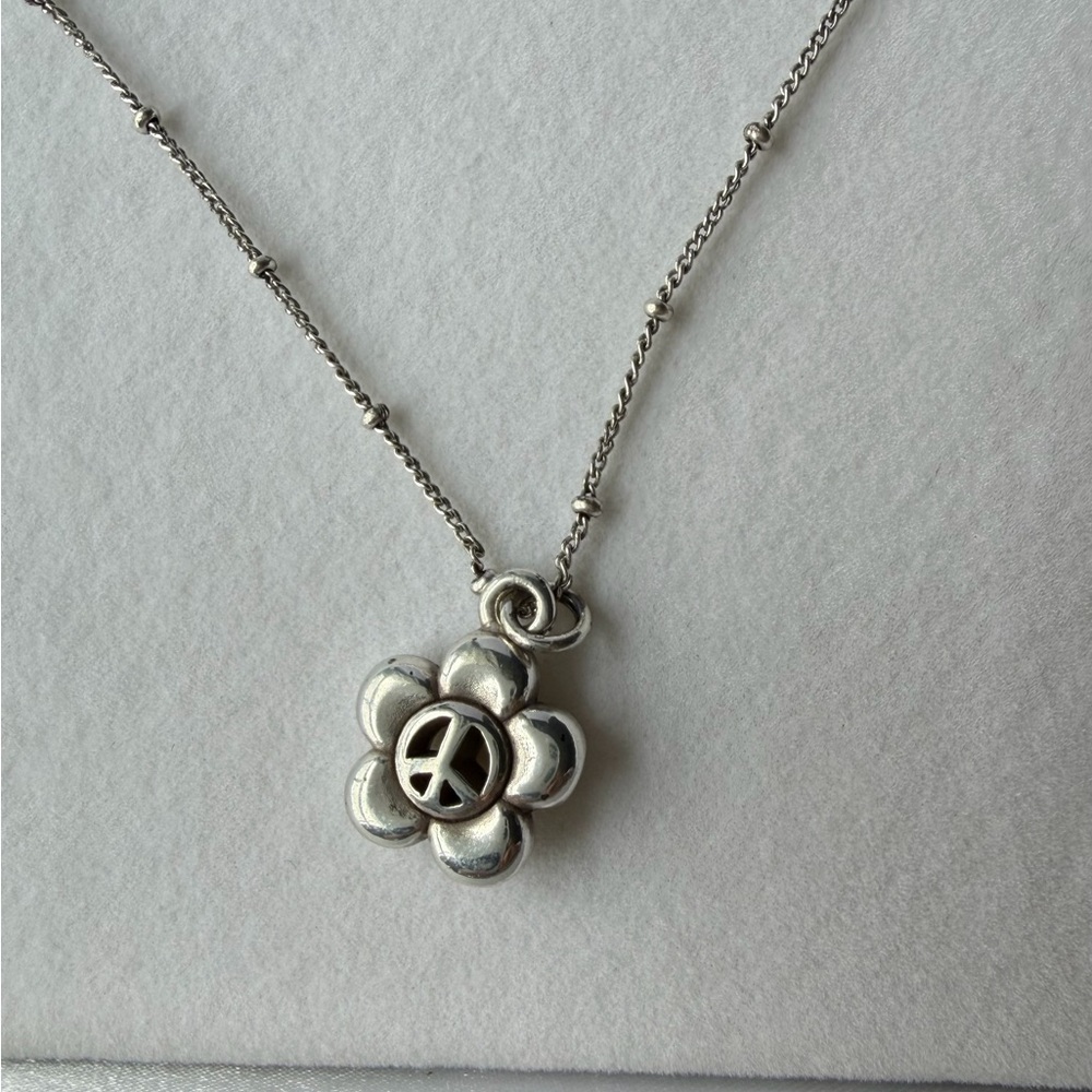 Sterling Silver Brighton Flower Peace Pendant Necklace - Silver